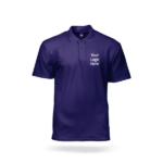 Purple polo shirt mockup with 'Your Logo Here' text on the chest, ideal for custom logo printing or corporate uniforms for businesses in Jordan.