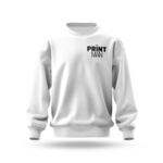 White sweater mockup featuring the Printman logo on the chest, ideal for custom branded apparel printing.