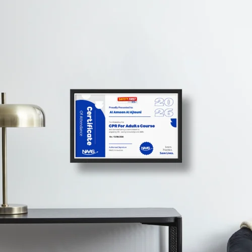 A4 certificate professionally printed and displayed in a frame